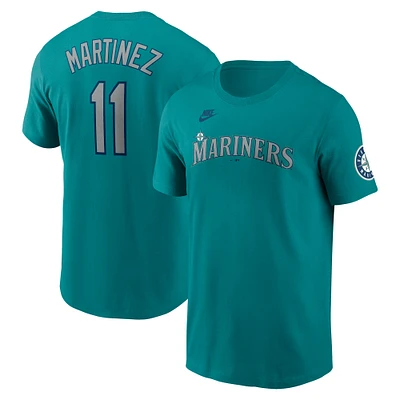 T-shirt Nike Edgar Martinez Aqua pour homme avec nom et numéro de la collection Cooperstown des Seattle Mariners
