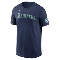 Men's Nike Felix Hernandez Navy Seattle Mariners Hall of Fame Name & Number Sleeve Patch T-Shirt