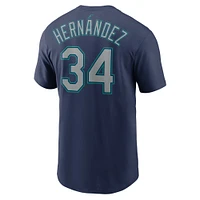 T-shirt Nike Felix Hernandez pour homme bleu marine Seattle Mariners Hall of Fame avec écusson nom et numéro sur la manche