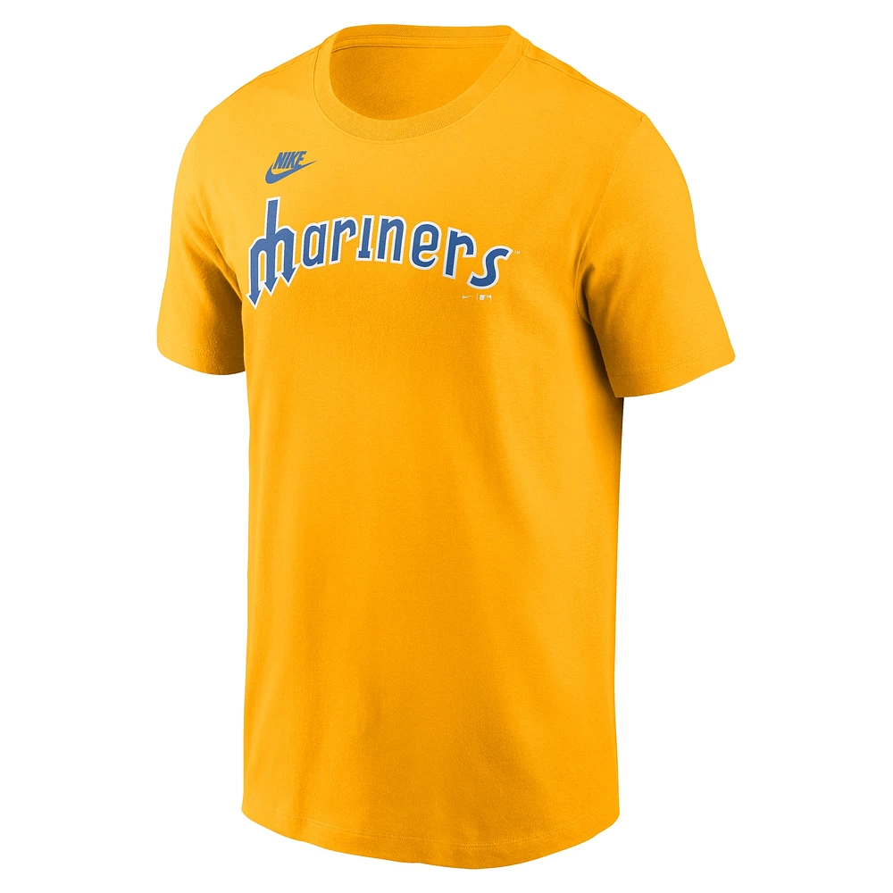 Men's Nike Gold Seattle Mariners Cooperstown Wordmark T-Shirt