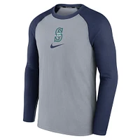 T-shirt à manches longues Nike Seattle Mariners Authentic Collection Game Raglan Performance pour homme, gris