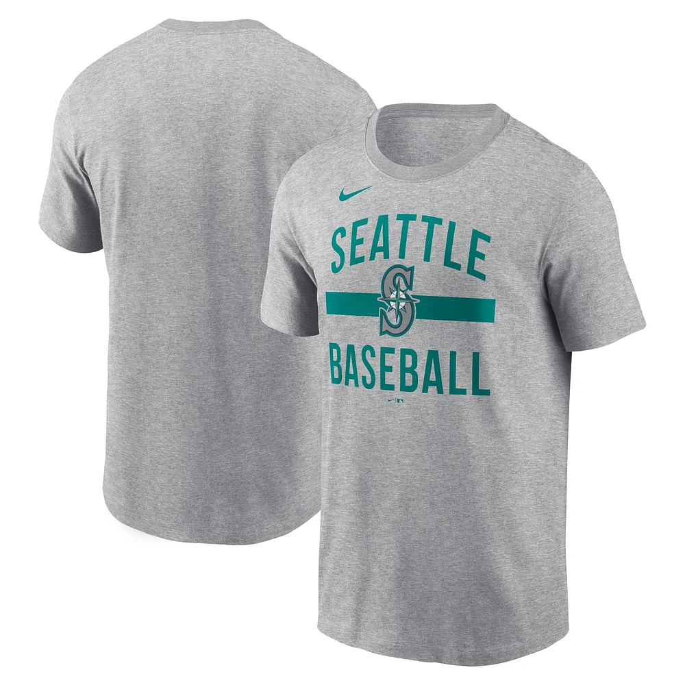 Men's Nike  Heather Gray Seattle Mariners Arched T-Shirt