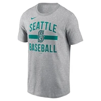 T-shirt à col arqué Nike gris chiné pour homme des Seattle Mariners