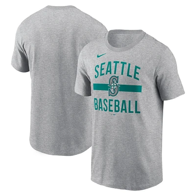 T-shirt à col arqué Nike gris chiné pour homme des Seattle Mariners