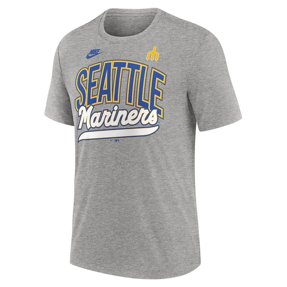 Men's Nike Heather Gray Seattle Mariners Cooperstown Collection Retro Tri-Blend T-Shirt