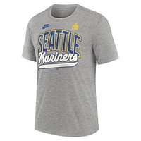 Men's Nike Heather Gray Seattle Mariners Cooperstown Collection Retro Tri-Blend T-Shirt