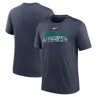 T-shirt en trois mélanges Nike pour homme, bleu marine chiné, Seattle Mariners Home Spin