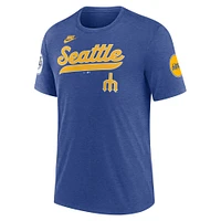 Men's Nike Heather Royal Seattle Mariners Cooperstown Collection Eras Tri-Blend T-Shirt