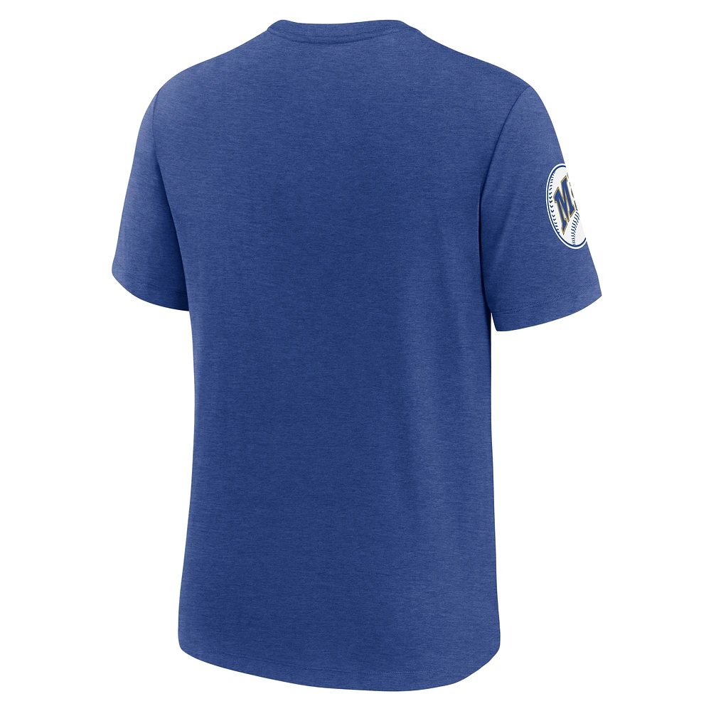 Men's Nike Heather Royal Seattle Mariners Cooperstown Collection Eras Tri-Blend T-Shirt