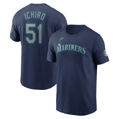 Men's Nike Ichiro Suzuki Navy Seattle Mariners 2025 National Baseball Hall of Fame Name & Number T-Shirt