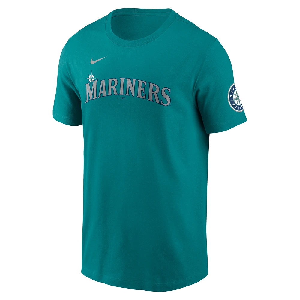 Men's Nike Julio Rodríguez Aqua Seattle Mariners Fuse Name & Number Inline T-Shirt