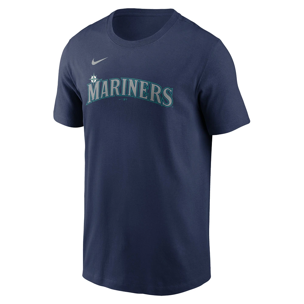 T-shirt avec nom et numéro Nike Julio Rodríguez pour homme, bleu marine, Seattle Mariners Fuse