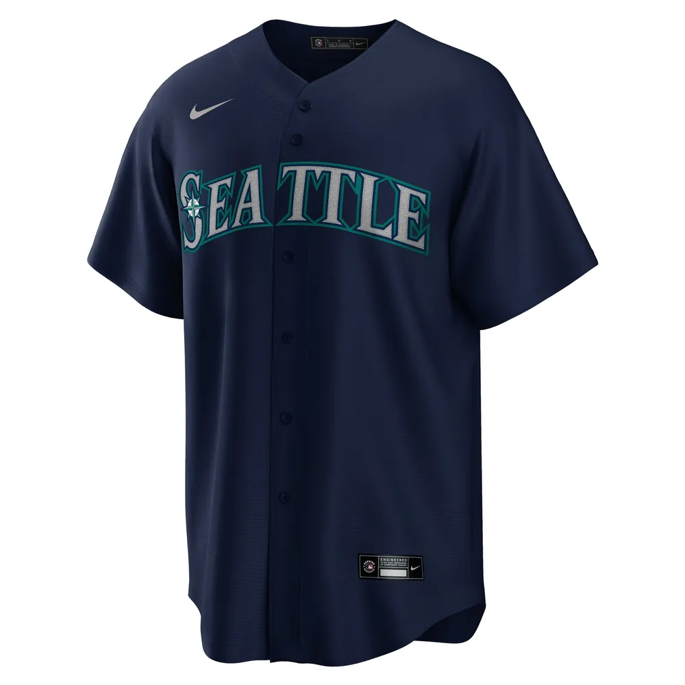 Maillot de joueur réplique officiel Nike Julio Rodriguez bleu marine des Seattle Mariners pour homme