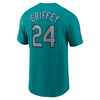 Men's Nike Ken Griffey Jr. Aqua Seattle Mariners Cooperstown Collection Name & Number T-Shirt