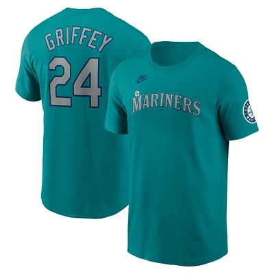 Men's Nike Ken Griffey Jr. Aqua Seattle Mariners Cooperstown Collection Name & Number T-Shirt
