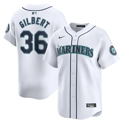 Maillot de joueur Nike Logan Gilbert pour hommes, blanc, Seattle Mariners Home Limited Player