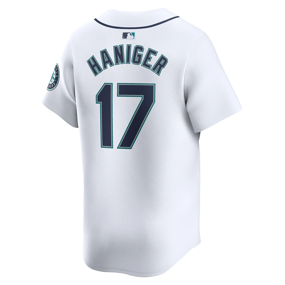 Maillot de joueur Nike Mitch Haniger pour hommes, blanc, Seattle Mariners, domicile limité