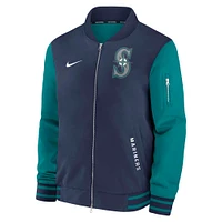 Men's Nike Navy/Aqua Seattle Mariners Authentic Collection Dugout Full-Zip Bomber Jacket