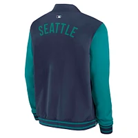 Men's Nike Navy/Aqua Seattle Mariners Authentic Collection Dugout Full-Zip Bomber Jacket