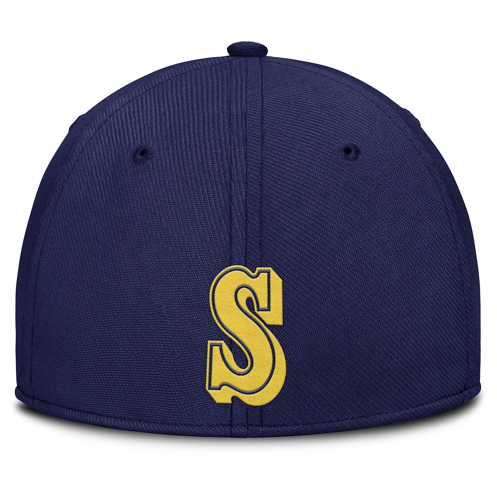 Casquette Nike Performance Flex Rise Swoosh bleu marine/doré pour homme des Seattle Mariners