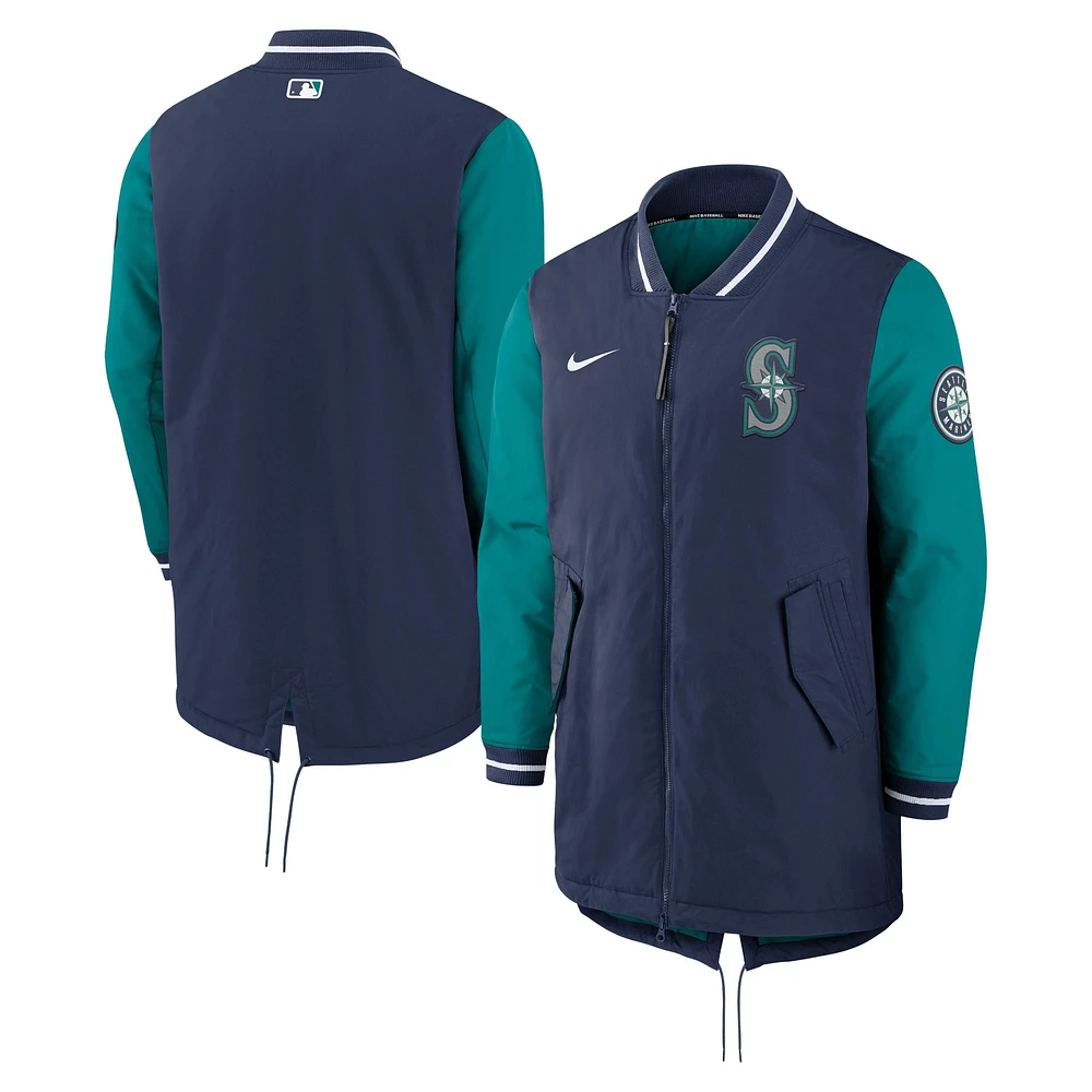 Veste à fermeture éclair intégrale Nike Navy Seattle Mariners Authentic Collection Dugout Performance pour homme