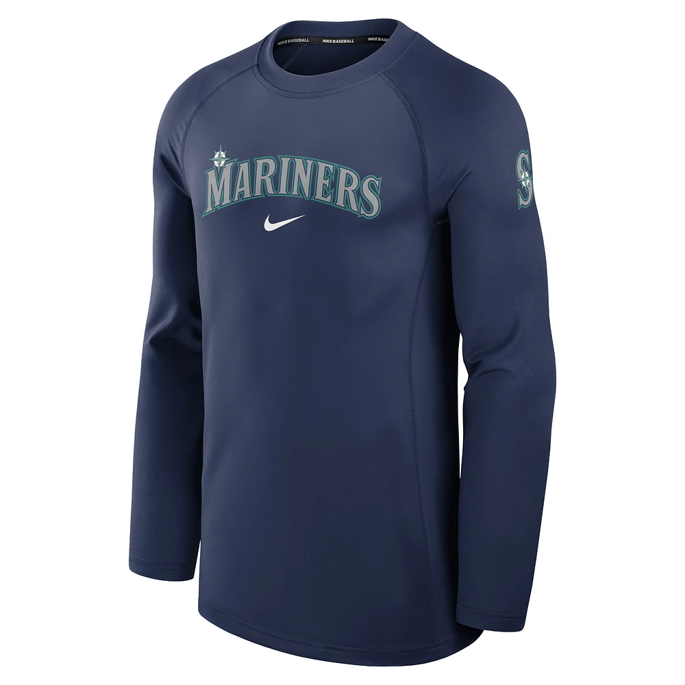 T-shirt à manches longues Nike bleu marine Seattle Mariners Authentic Collection Game Time Raglan Performance pour homme