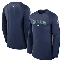 T-shirt à manches longues Nike bleu marine Seattle Mariners Authentic Collection Game Time Raglan Performance pour homme