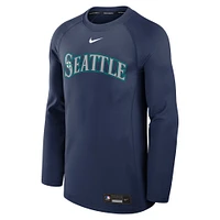 Men's Nike Navy Seattle Mariners Authentic Collection Game Time Raglan Performance Long Sleeve T-Shirt