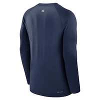 Men's Nike Navy Seattle Mariners Authentic Collection Game Time Raglan Performance Long Sleeve T-Shirt