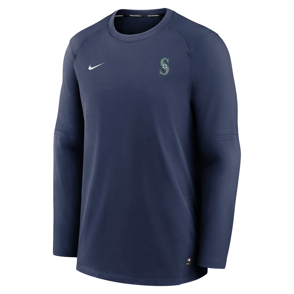 T-shirt à manches longues Nike Seattle Mariners Authentic Collection Logo Performance pour homme - Bleu marine