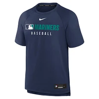 Men's Nike Navy Seattle Mariners Authentic Collection Pregame Raglan Performance T-Shirt