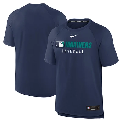 Men's Nike Navy Seattle Mariners Authentic Collection Pregame Raglan Performance T-Shirt