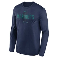 T-shirt à manches longues Nike Seattle Mariners Authentic Collection Team Logo Legend Performance pour homme - Bleu marine