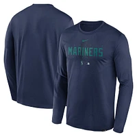 T-shirt à manches longues Nike Seattle Mariners Authentic Collection Team Logo Legend Performance pour homme - Bleu marine