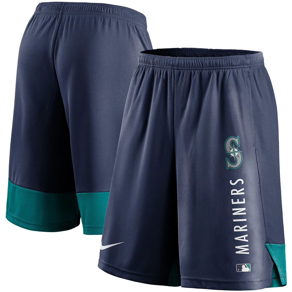 Short d'entraînement Nike Seattle Mariners Authentic Collection pour homme, bleu marine