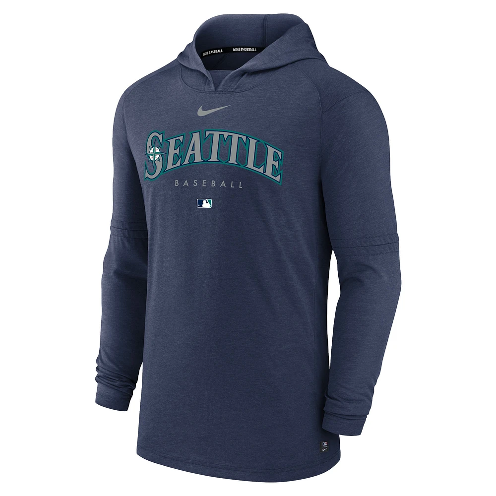 Sweat à capuche enfiler triple mélange Performance Nike Seattle Mariners Authentic Collection pour homme - Bleu marine