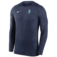 Men's Nike Navy Seattle Mariners Base Layer Thermal Long Sleeve Raglan Performance T-Shirt