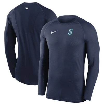 Men's Nike Navy Seattle Mariners Base Layer Thermal Long Sleeve Raglan Performance T-Shirt