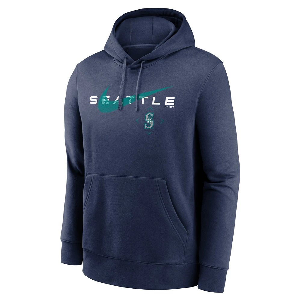 Sweat à capuche Nike Seattle Mariners Big & Tall Over Arch pour homme, bleu marine