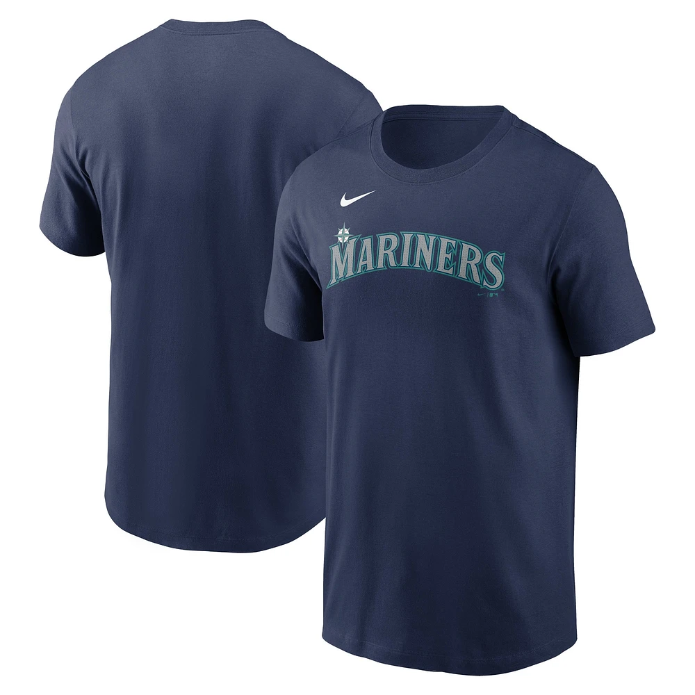 T-shirt Nike bleu marine Seattle Mariners Fuse Wordmark pour homme