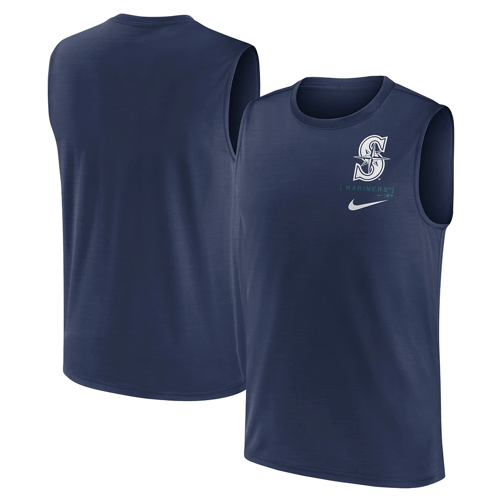 Débardeur musclé à grand logo Nike bleu marine Seattle Mariners pour homme