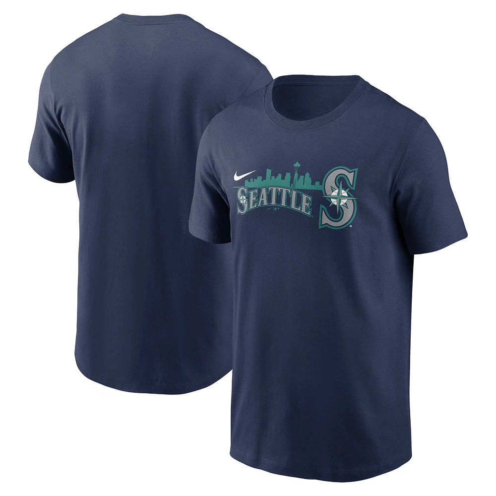 T-shirt Nike bleu marine Seattle Mariners Skyline de l'équipe locale pour homme