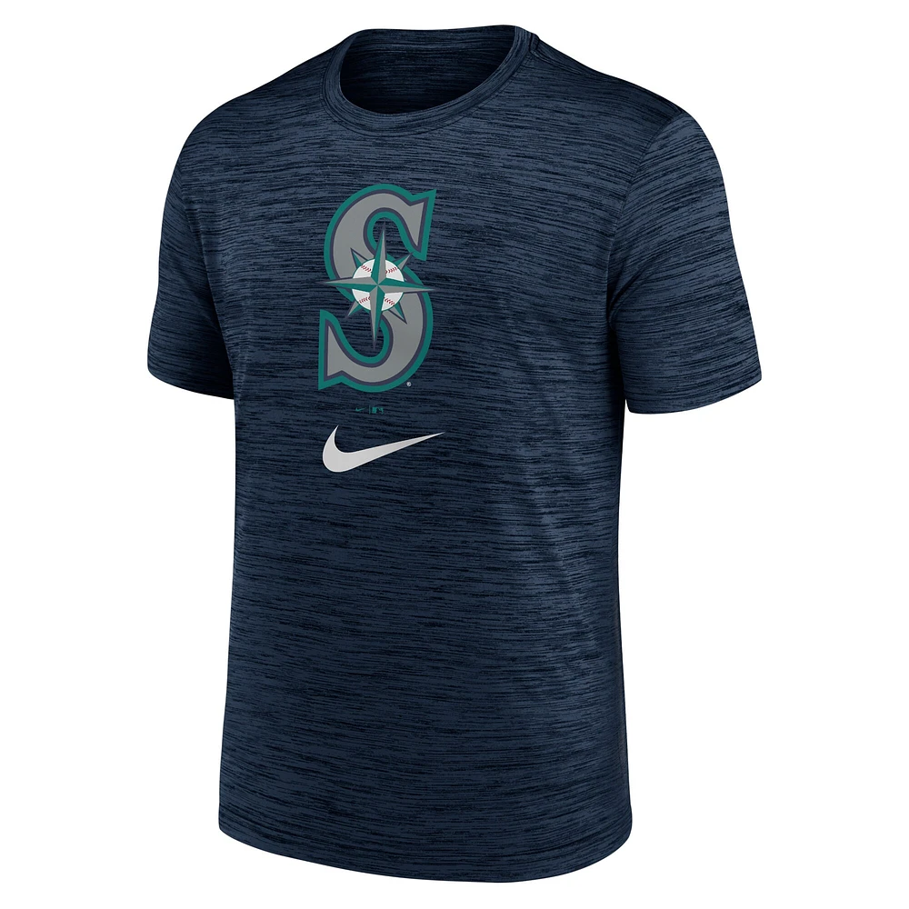 T-shirt pour homme Nike Seattle Mariners Logo Velocity Performance - Bleu marine