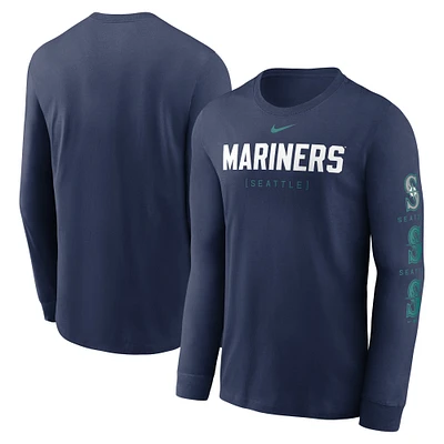 T-shirt Nike bleu marine Seattle Mariners Repeater à manches longues pour homme