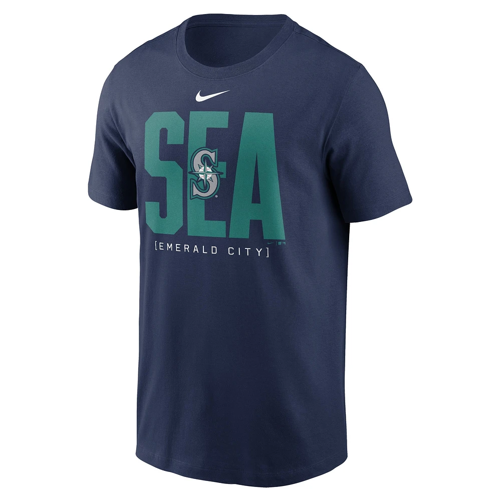 T-shirt Nike bleu marine avec tableau de bord des Mariners Seattle pour homme