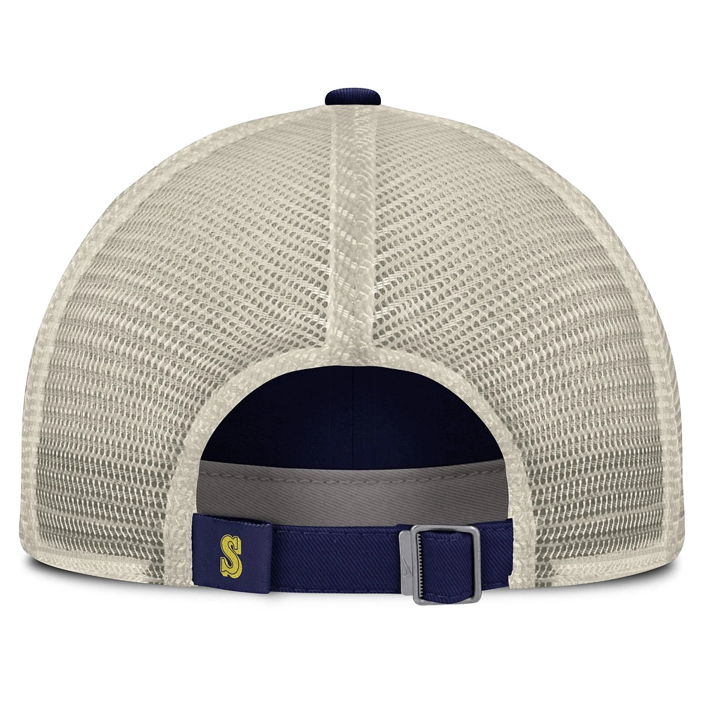 Casquette ajustable Nike Royal/Natural pour homme des Seattle Mariners Cooperstown Collection Club Trucker