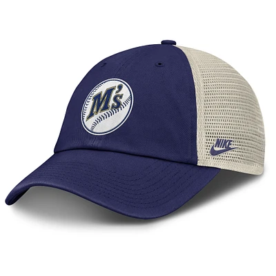 Casquette ajustable Nike Royal/Natural pour homme des Seattle Mariners Cooperstown Collection Club Trucker