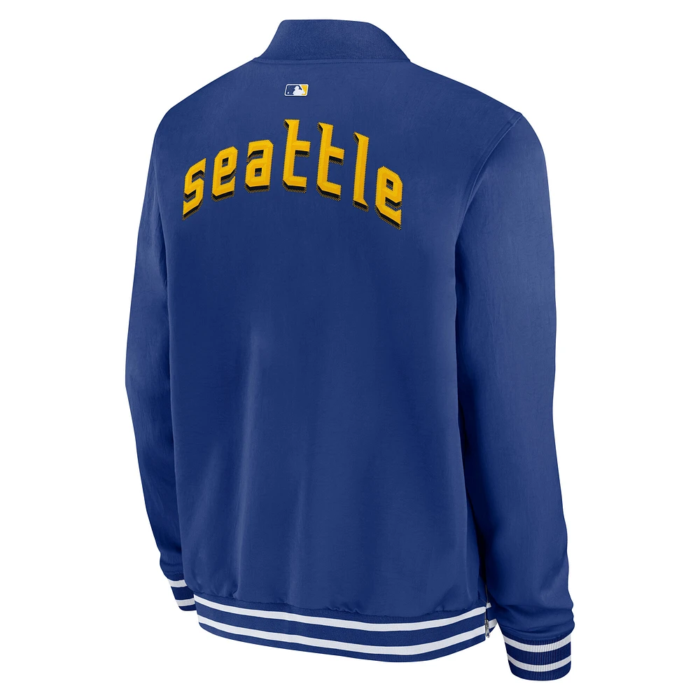 Men's Nike  Royal Seattle Mariners Authentic Collection City Connect Full-Zip Bomber Jacket