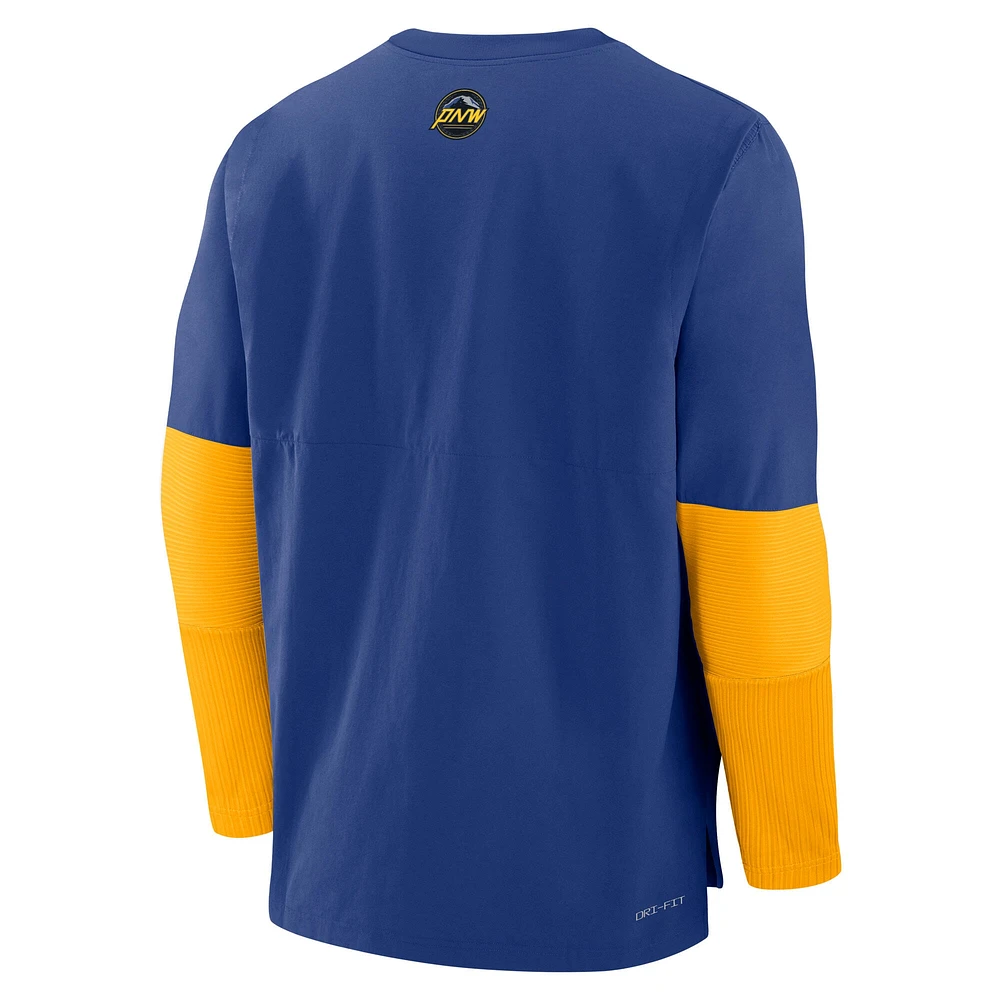 Men's Nike  Royal Seattle Mariners Authentic Collection City Connect Lightweight Player Tri-Blend Performance Long Sleeve T-Shirt