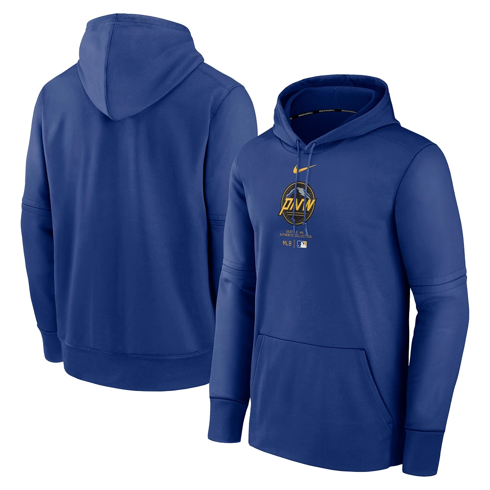 Sweat à capuche Nike Royal Seattle Mariners Authentic Collection City Connect Performance pour homme